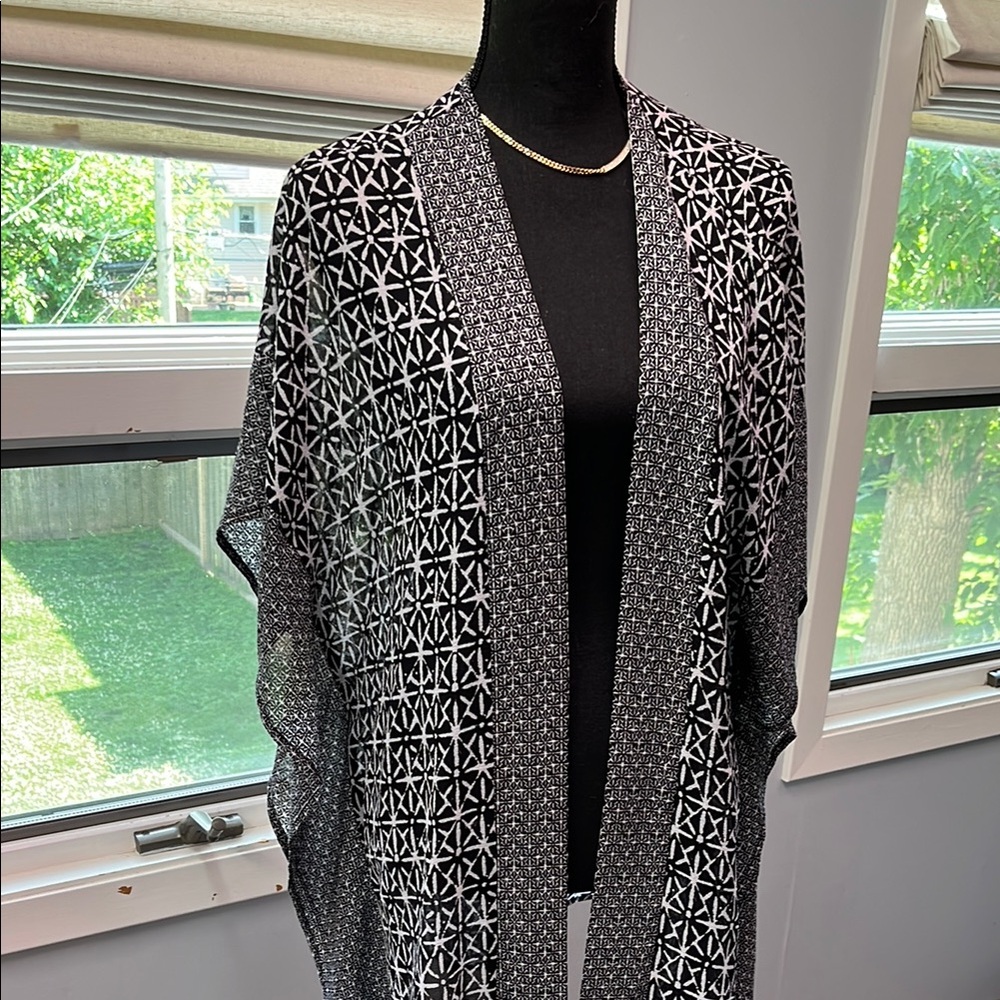 Kona Sol Black and White Sheer Cover-Up